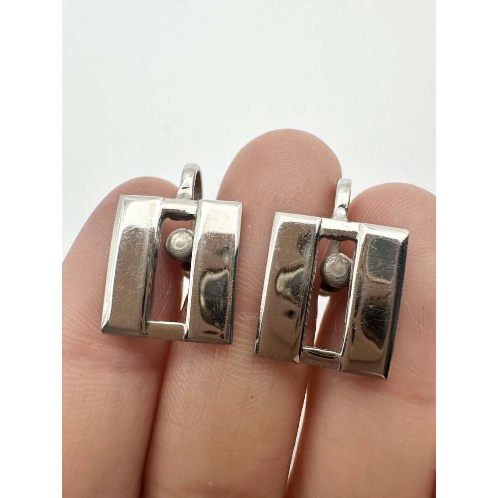 Vintage Sterling Silver Modernist Screw Back Earrings